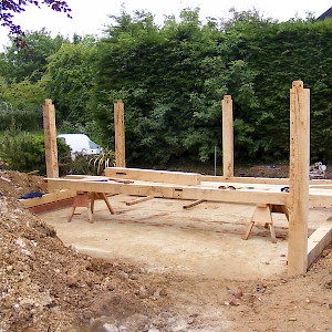 Oak posts for Garage installation in Norfolk