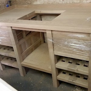 Bespoke kitchen unit with drainer.