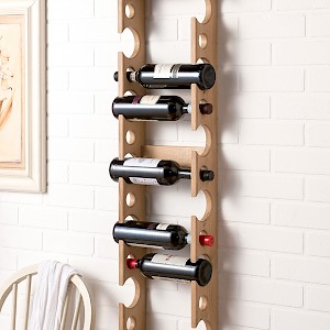 Solid wood hanging wine rack.